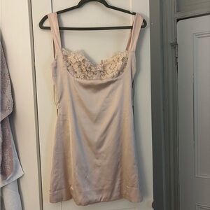 Lace Trim Satin Mini Dress